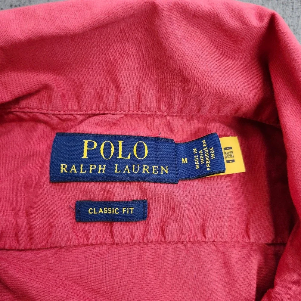 Polo Ralph Lauren Mens Classic Fit Short Sleeve Camp Shirt Salmon Red Medium